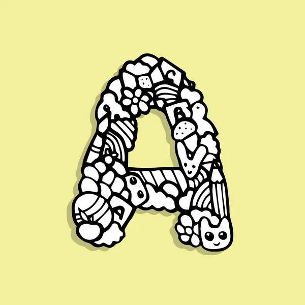 Doodle Alphabet Enfant Lettre — Image vectorielle