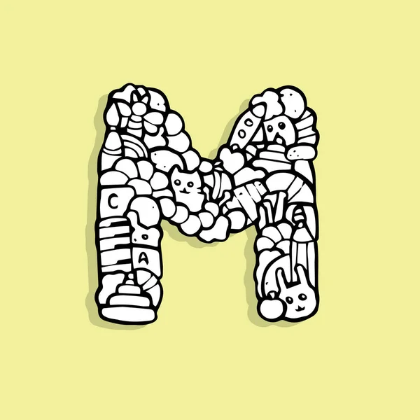 Çocuk alfabesi doodle, harf M