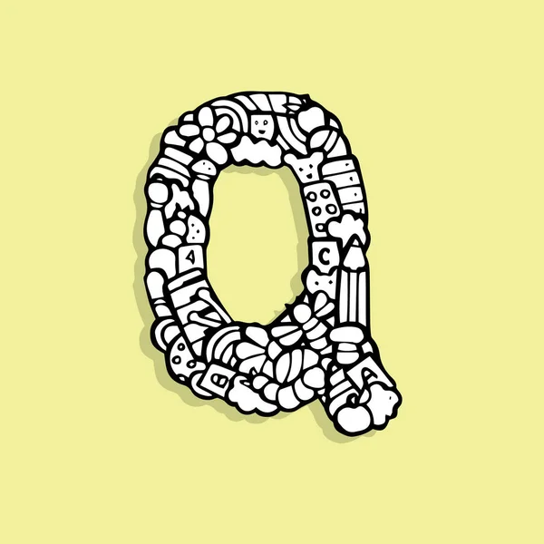 Çocuk abc doodle, harf Q