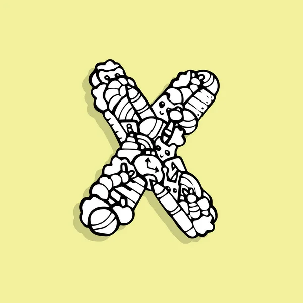 Çocuk abc doodle, harf X