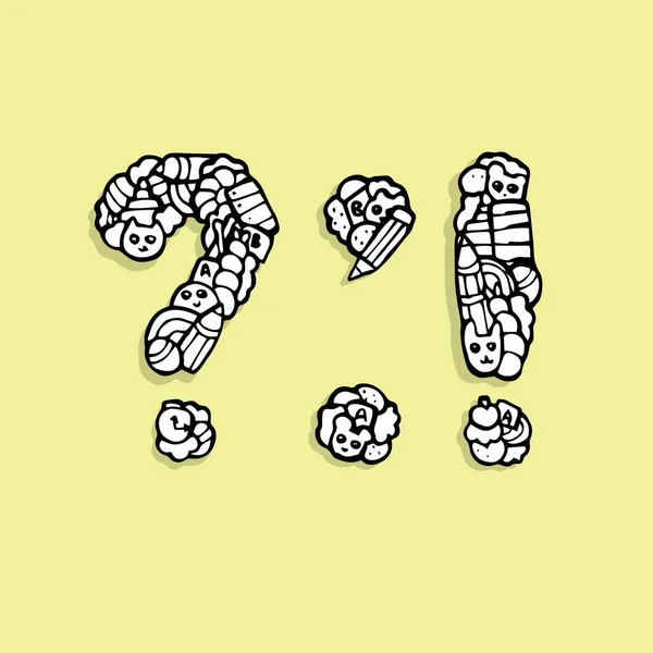 Çocuk alfabesi doodle, noktalama işaretleri