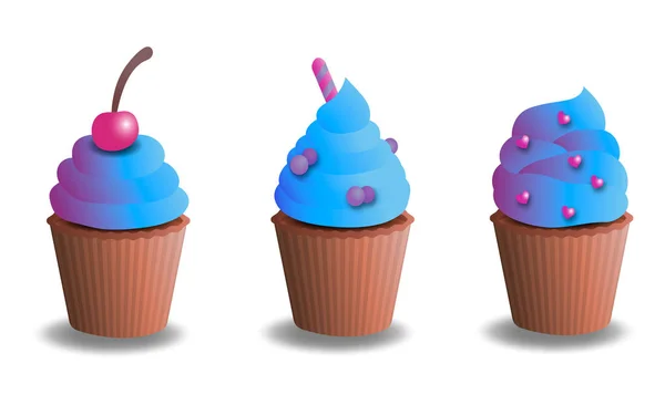 illüstrasyon izole karikatür toplu kek kümesi