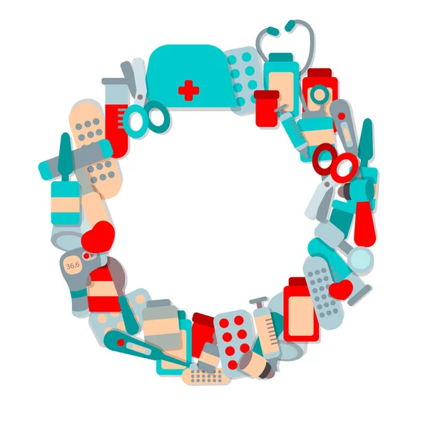 Düz tıp aletleri izole vektör çerçeve