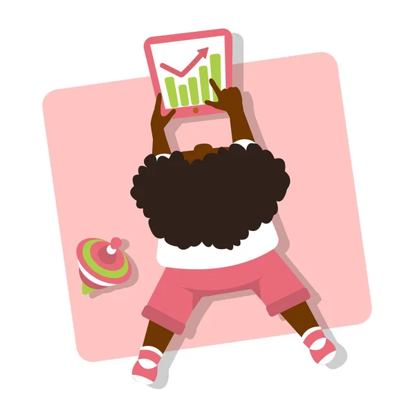 vektör çizim kız tablet ile yalan. Bebek işadamı