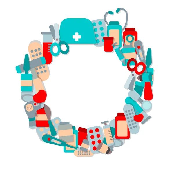 Düz tıp aletleri izole vektör çerçeve