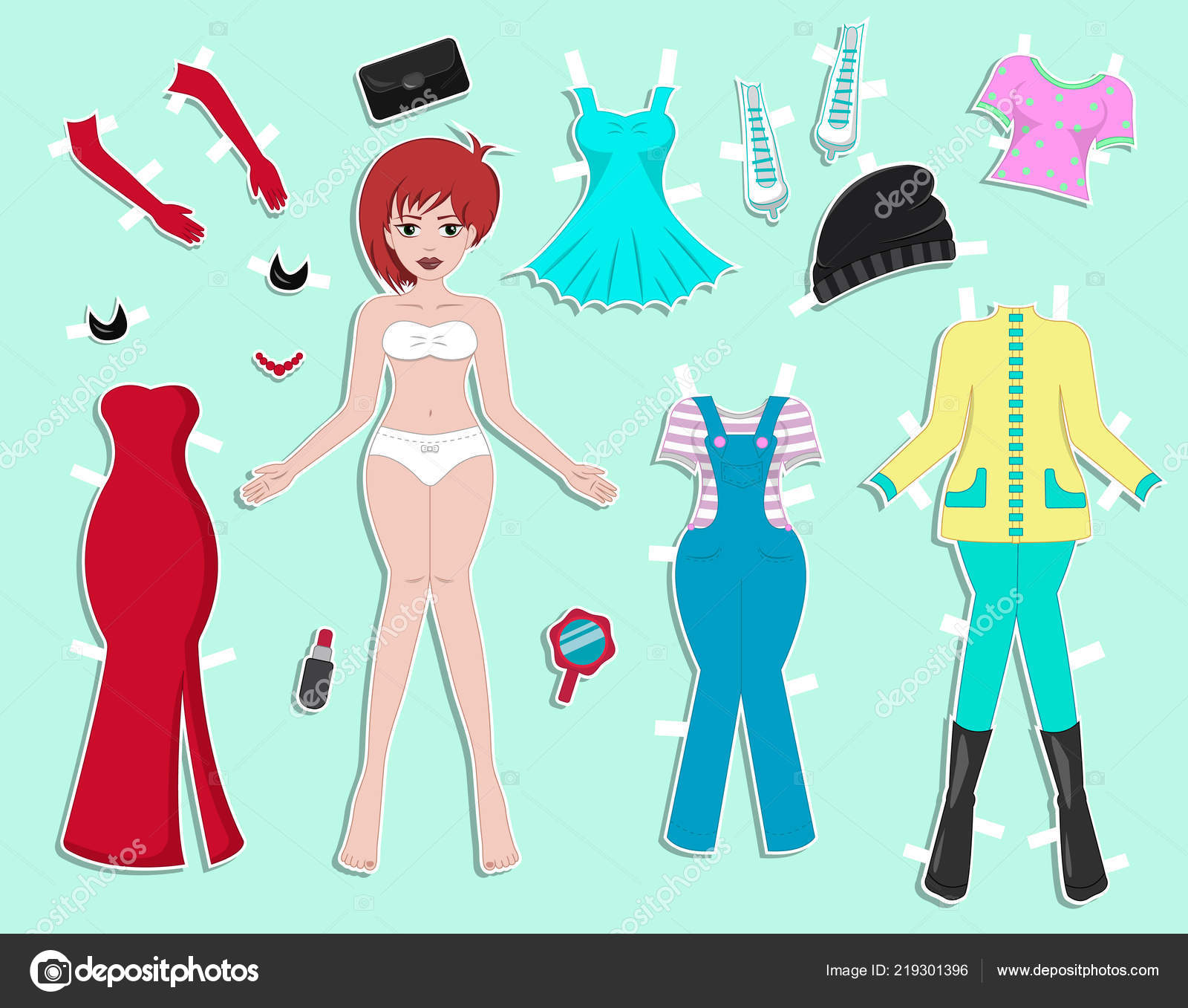 Dress up doll vector illustration © Dazdraperma (#7028553)