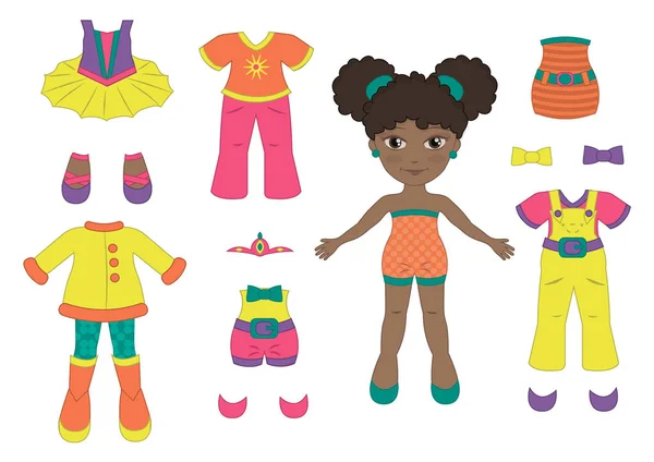 Vektör kağıt bebek bebek balerin ve onu giysiler