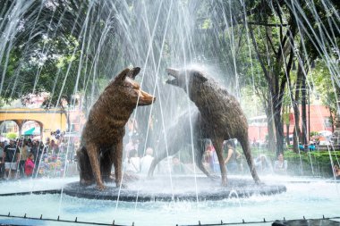 Fuente de los coyotes, en el parque de la delegacion coyoacan en la ciudad de mexico.