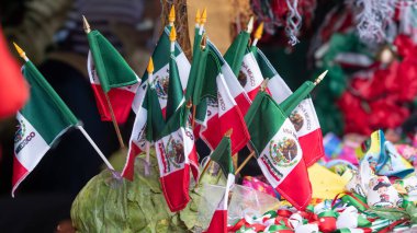 A bunch of flags with the word 