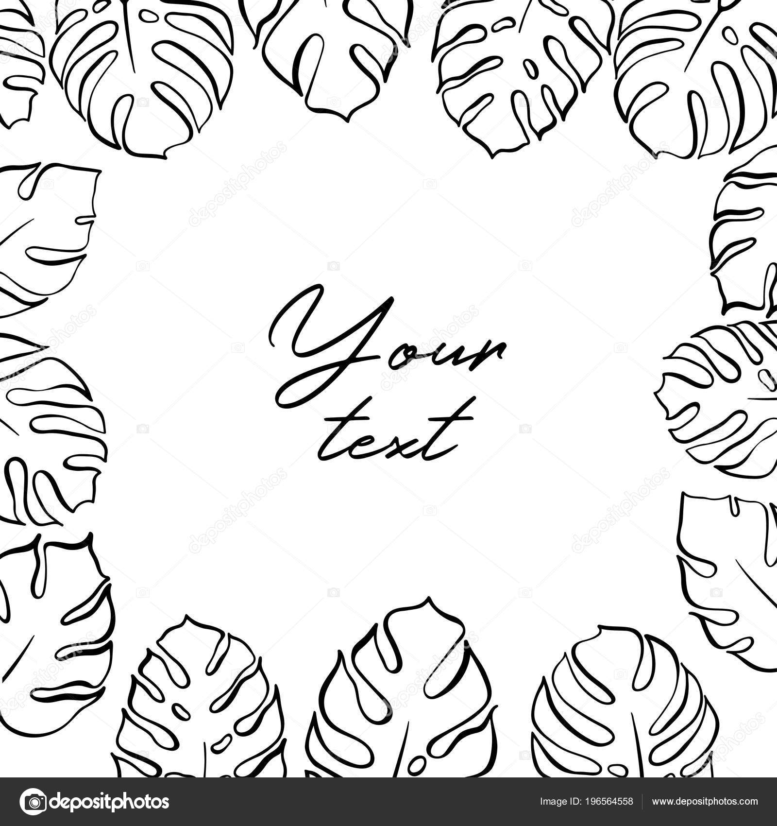 Vector template illustration with monstera leaf