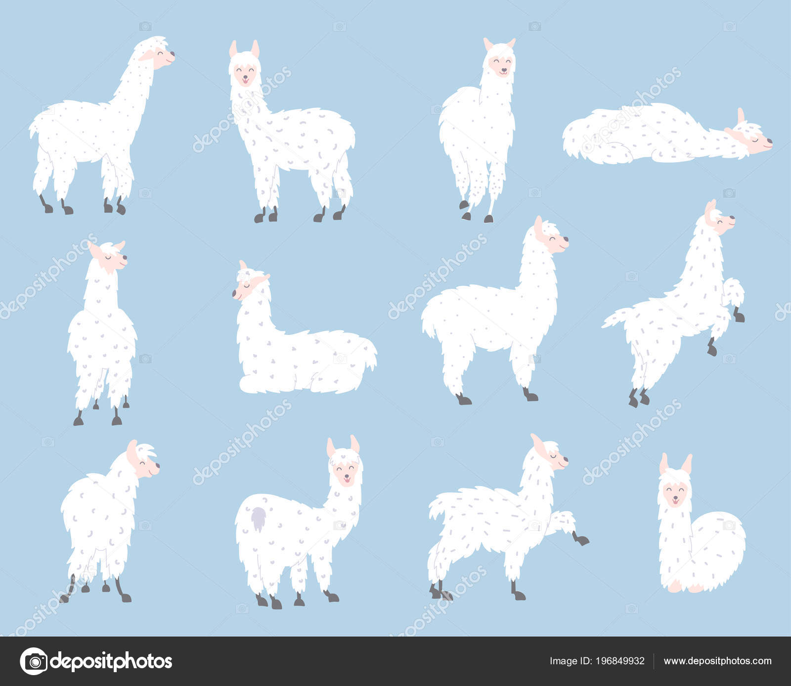 Vecteur Défini Des Lamas En Pastel Image Vectorielle