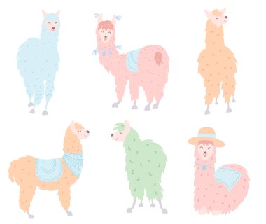 Pastel llamas vektör kümesi