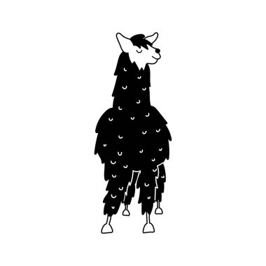 Vector illustration of cute llama clipart