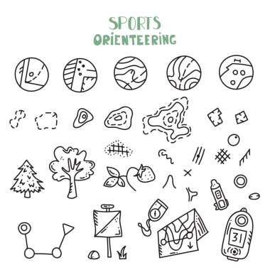 Orienteering harita işaretleri vektör çizim