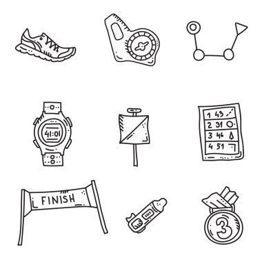 Orienteering Spor donatımı. Vektör çizim
