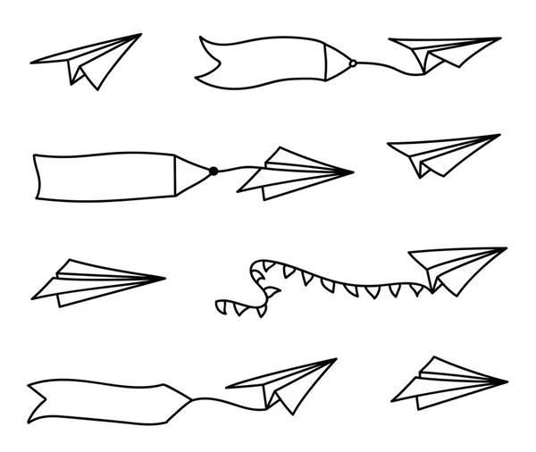 向量纸飞机和空白广告横幅 — 图库矢量图片