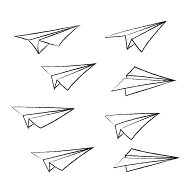 Vektör kağıt uçak ve boş reklam afişi