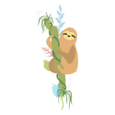 Şirin karakter tembelliğinin vektör illüstrasyonu