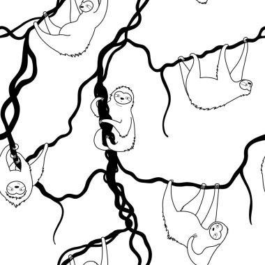 Vektör şirin tembellik ile seamless modeli