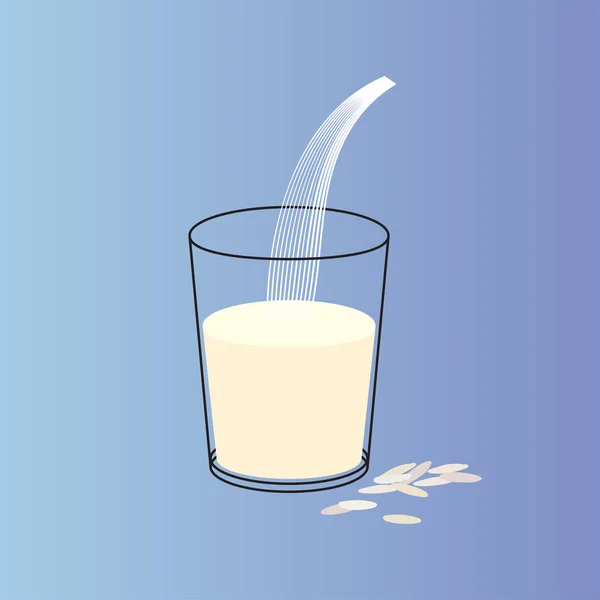 Vector vaso de leche de arroz con frutos secos — Vector de stock