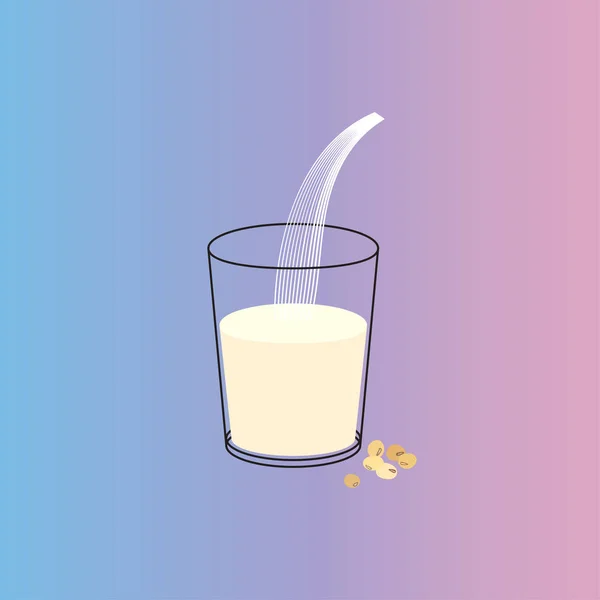 Векторный стакан соевого молока с соевыми бобами — стоковый вектор