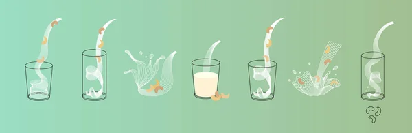 Διάνυσμα ποτήρι γάλα κάσιους με ξηρούς καρπούς — Διανυσματικό Αρχείο