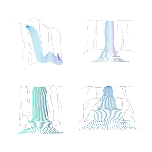 Conjunto vectorial de ilustración de cascada de cascada — Vector de stock