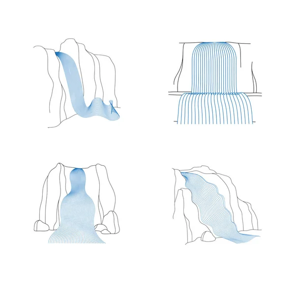 Vector set van illustratie van waterval Cascade — Stockvector