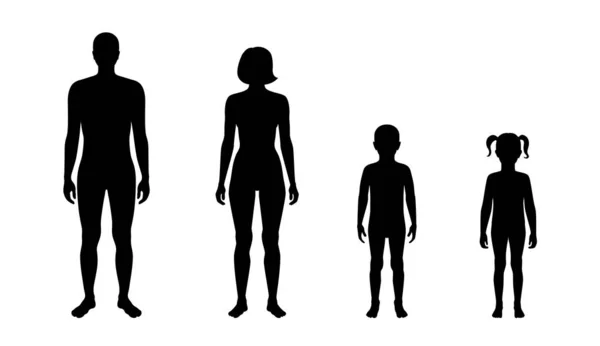 Vektor-Illustration der Silhouette von Mädchen und Jungen — Stockvektor