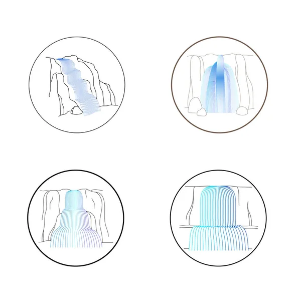 Векторний набір ілюстрацій каскаду водоспаду — стоковий вектор
