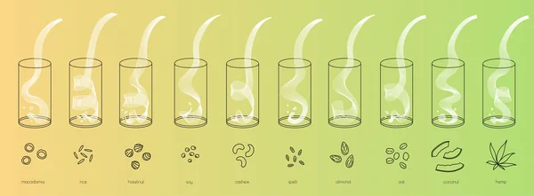 Vektor vegan ekologisk mjölk stänk i glas — Stock vektor