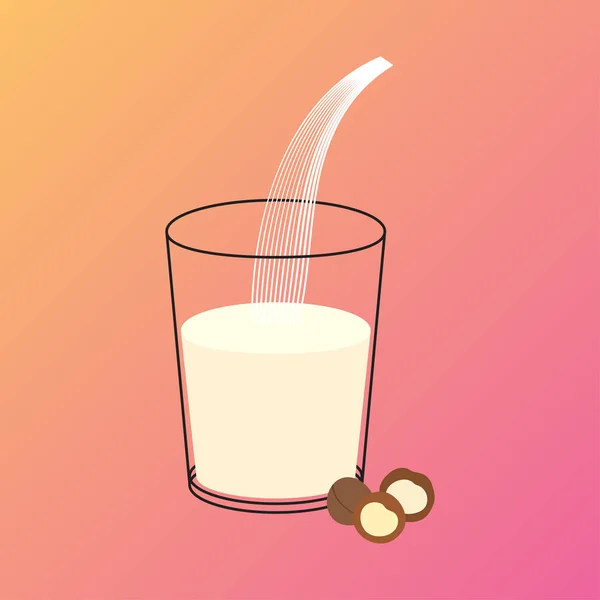 麦芽牛奶与坚果的载体杯 — 图库矢量图片