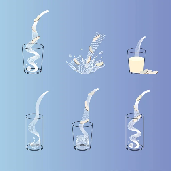Διάνυσμα ποτήρι γάλα καρύδας με καρύδια — Διανυσματικό Αρχείο