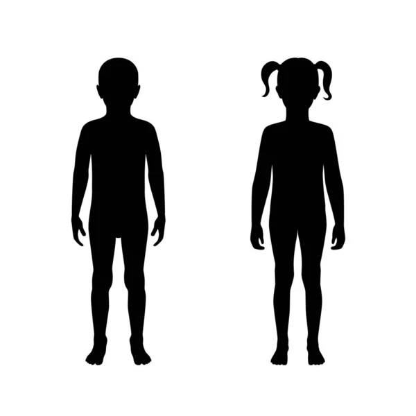 Ilustración vectorial de la silueta de niña y niño — Vector de stock