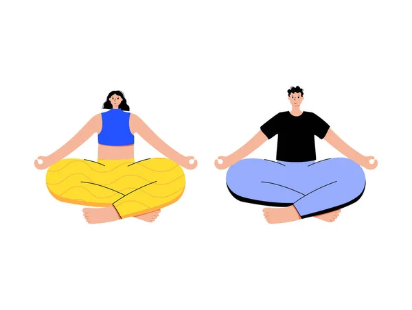 Ilustración de vectores planos de yoga. Estilo de vida saludable — Vector de stock