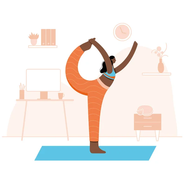 Illustration vectorielle plate de yoga. Mode de vie sain — Image vectorielle
