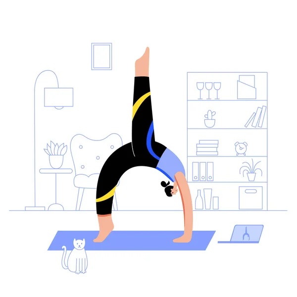 Ilustración de vectores planos de yoga. Estilo de vida saludable — Archivo Imágenes Vectoriales