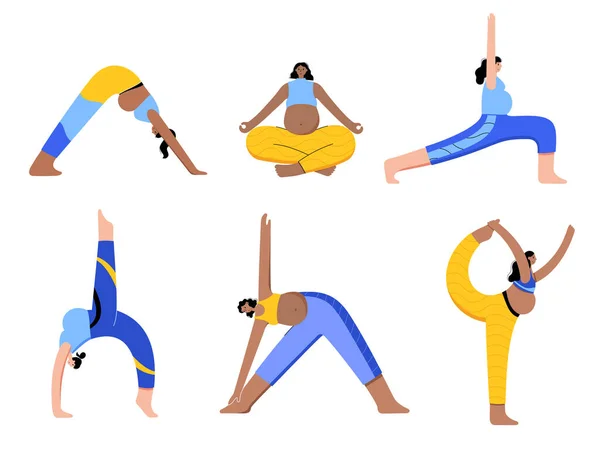 Yoga-Flachvektorillustration. Gesunde Schwangerschaft. — Stockvektor