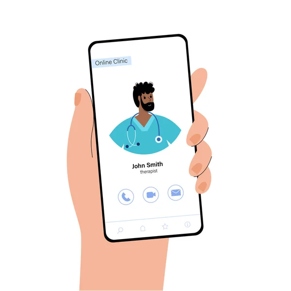 オンラインクリニックと医師のコンセプト — ストックベクタ
