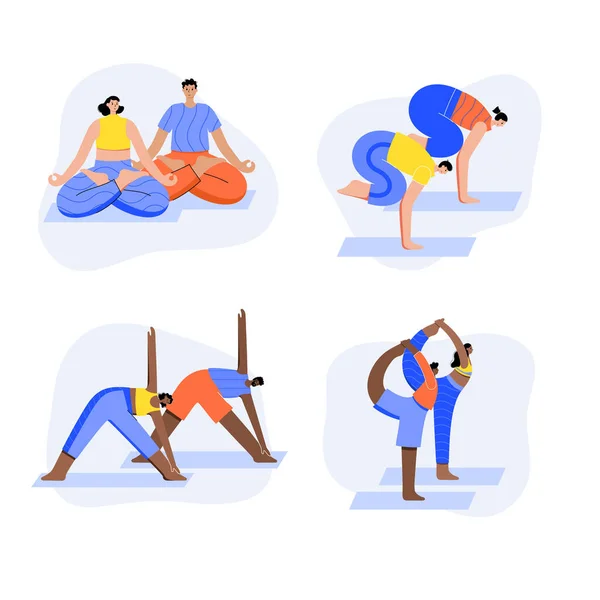 Yoga-Flachvektorillustration. Gesunder Lebensstil — Stockvektor