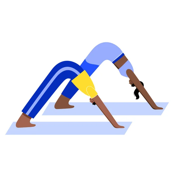 Ilustración de vectores planos de yoga. Estilo de vida saludable — Vector de stock