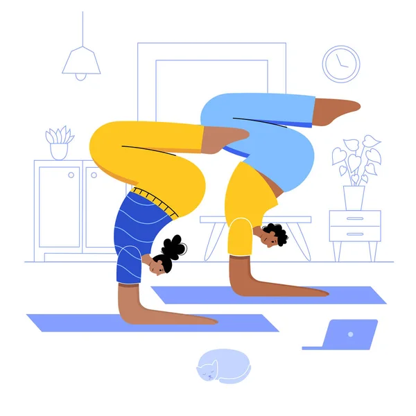 Yoga-Flachvektorillustration. Gesunder Lebensstil — Stockvektor