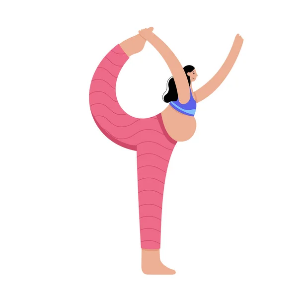 Ilustración de vectores planos de yoga. Embarazo saludable . — Vector de stock