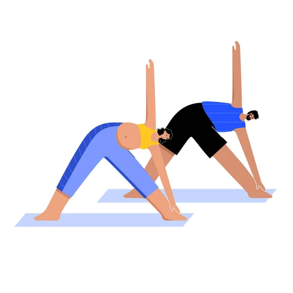 Yoga flat vector illustration. Healthy pregnancy. — Stock Vector