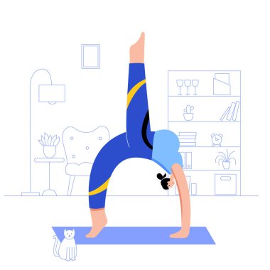 Yoga düz vektör çizimi. Sağlıklı hamilelik.