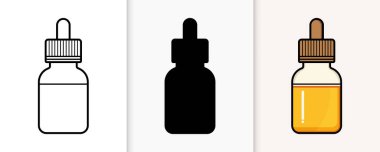 Temel yağ damlası ikonu set çizgisi sanat silueti kehribar sıvısı çeşitli stillerde