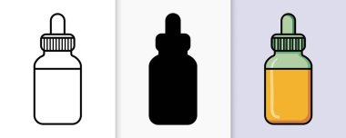 Temel yağ damlası ikonu set silueti ve tam renk biçimleri