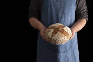 Baker Maya çavdar ekmeği kopya alanı siyah zemin üzerine el ile