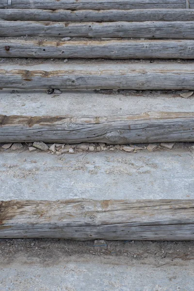 Escaleras Hormigón Con Bordes Madera Para Fondos —  Fotos de Stock