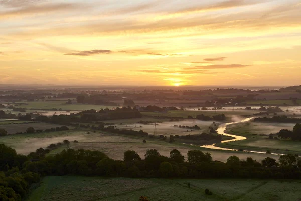 Parque Nacional South Downs Por Mañana Con Amanecer Fondo —  Fotos de Stock